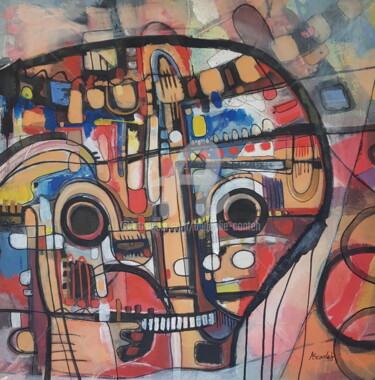 Peinture intitulée "The mask" par Abdoulie Conteh, Œuvre d'art originale, Acrylique