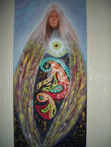 Peinture intitulée "Ange gardien" par Rachida Abdrebbi, Œuvre d'art originale
