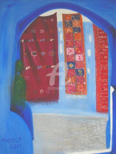 Peinture intitulée "Souk de tapis" par Rachida Abdrebbi, Œuvre d'art originale