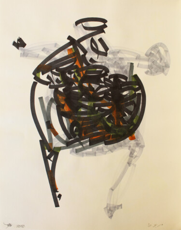 Schilderij getiteld "Tied" door Abdulrahman Naanseh, Origineel Kunstwerk, Inkt