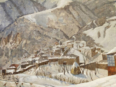 Картина под названием "Kharag village in w…" - Abdurakhman Osmanov, Подлинное произведение искусства, Масло