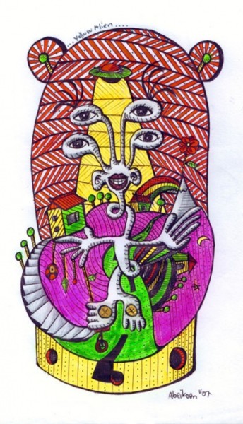 Drawing titled "yellow alien" by Abeikoen, Original Artwork