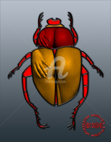 Arts numériques intitulée "Le scarabée roux" par Abelard, Œuvre d'art originale, Peinture numérique