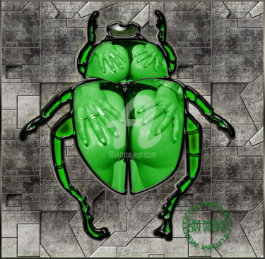Arts numériques intitulée "Le scarabée vert" par Abelard, Œuvre d'art originale, Peinture numérique