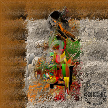 Digital Arts titled "Green cellist" by Abelard, Original Artwork, Digital Painting
