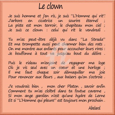 Gravures & estampes intitulée "LE CLOWN" par Abelard, Œuvre d'art originale, Autre