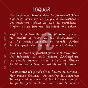 Gravures & estampes intitulée "LOQUOR" par Abelard, Œuvre d'art originale, Autre