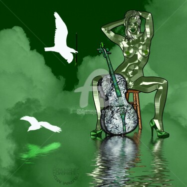 Digitale Kunst mit dem Titel "Green Please" von Abelard, Original-Kunstwerk, Digitale Malerei