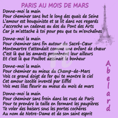 Arts numériques intitulée "PARIS AU MOIS DE MA…" par Abelard, Œuvre d'art originale, Poème