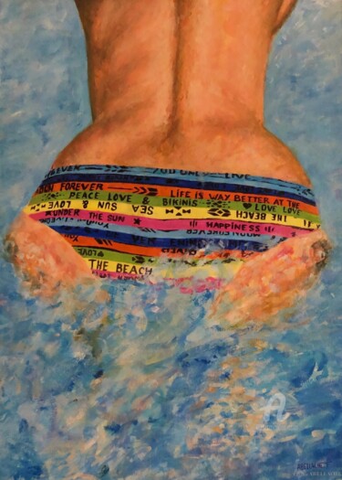 Peinture intitulée "La baigneuse" par Fatiha Abellache, Œuvre d'art originale, Acrylique