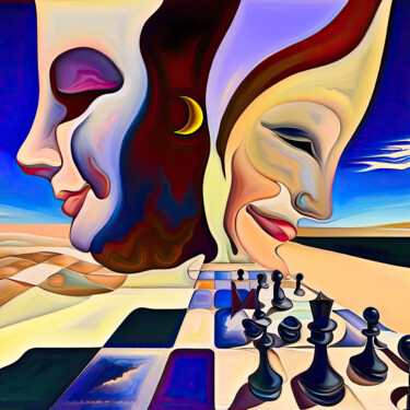 Artes digitais intitulada "Playing chess" por Abelus, Obras de arte originais, Pintura digital