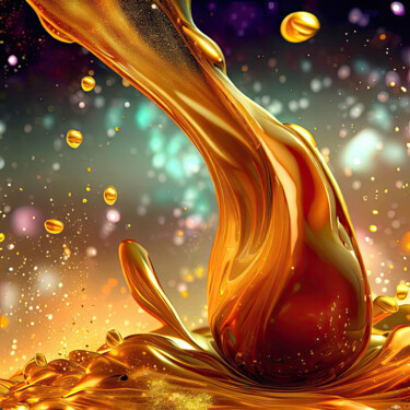 Цифровое искусство под названием "Gold drop" - Abelus, Подлинное произведение искусства, Изображение, сгенерированное ИИ