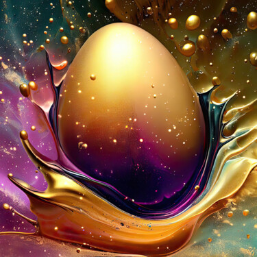 Artes digitais intitulada "Golden egg 01" por Abelus, Obras de arte originais, Imagem gerada por IA