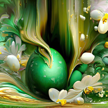 Цифровое искусство под названием "The green egg" - Abelus, Подлинное произведение искусства, Изображение, сгенерированное ИИ