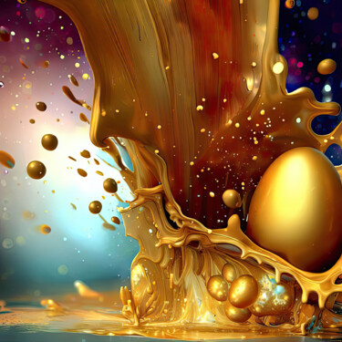 Artes digitais intitulada "Golden egg 02" por Abelus, Obras de arte originais, Imagem gerada por IA