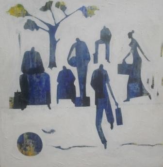 Peinture intitulée "les voyageurs" par Abga, Œuvre d'art originale