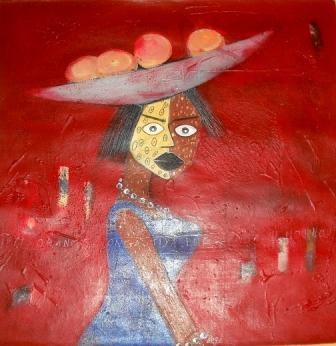 Peinture intitulée "la vendeuse d'orang…" par Abga, Œuvre d'art originale