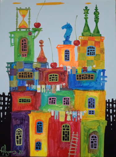 Картина под названием "Childhood dreams-35…" - Abgar Khachatryan, Подлинное произведение искусства, Масло Установлен на Дере…