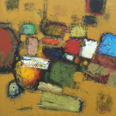 Painting titled "Abstraction-5 (60x6…" by Abgar Khachatryan, Original Artwork, Oil Mounted on Wood Stretcher frame