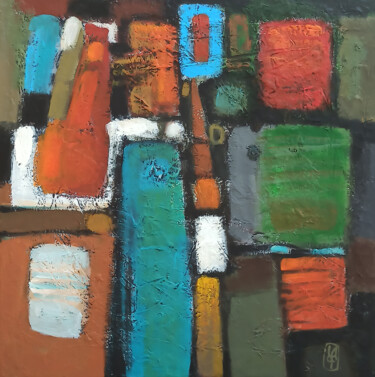 Painting titled "Abstraction-7 (60x6…" by Abgar Khachatryan, Original Artwork, Oil Mounted on Wood Stretcher frame