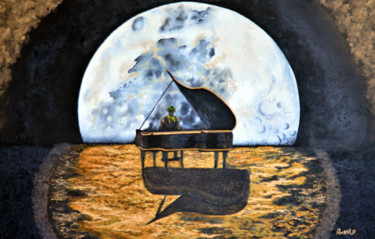 Painting titled "Moonlight Serenade" by Andrew (Ana` Alu) Hollimon, Original Artwork, Oil