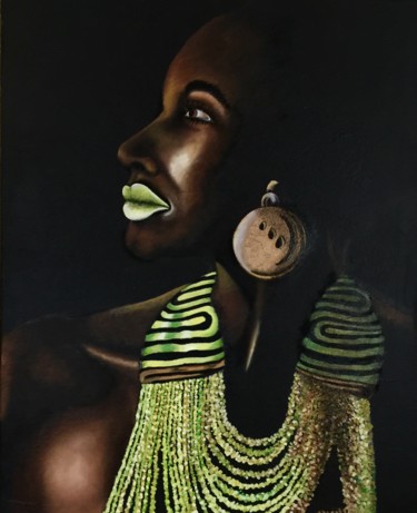 Peinture intitulée "Nubian V" par Andrew (Ana` Alu) Hollimon, Œuvre d'art originale, Acrylique