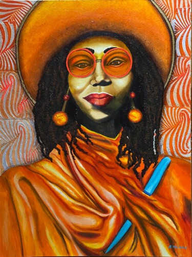 Malarstwo zatytułowany „Nubian 14 ST LOUIS…” autorstwa Andrew (Ana` Alu) Hollimon, Oryginalna praca, Akryl Zamontowany na Dr…