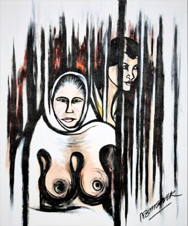 Painting titled "Women Exploitation" by Abhishek Chauhan, Original Artwork, Acrylic