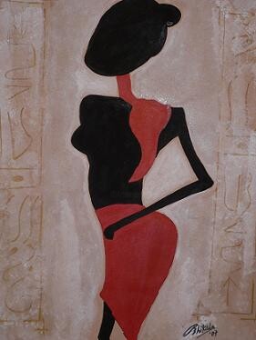Painting titled "Black Lady - 2" by Abhilasha Singh, Original Artwork