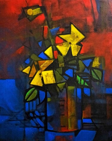 Painting titled "''The Flower Vass ''" by Abhisekghosh_art Abhisekghosh_art, Original Artwork, Acrylic