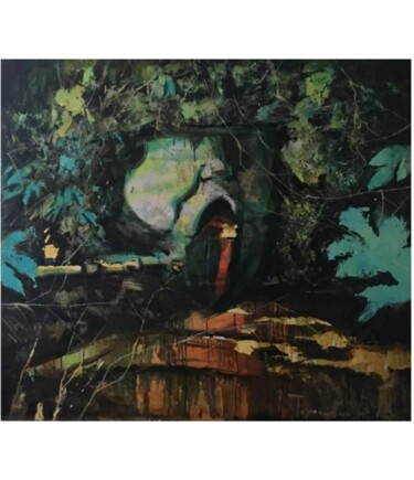 Malerei mit dem Titel "Pristine fountain i…" von Abhishek Singh, Original-Kunstwerk, Acryl