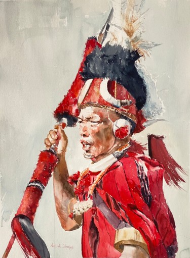 Painting titled "NAGA WARRIOR" by Abhishek Deheriya, Original Artwork, Watercolor