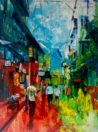 Painting titled "Delhi Six" by Abhishek Deheriya, Original Artwork, Acrylic