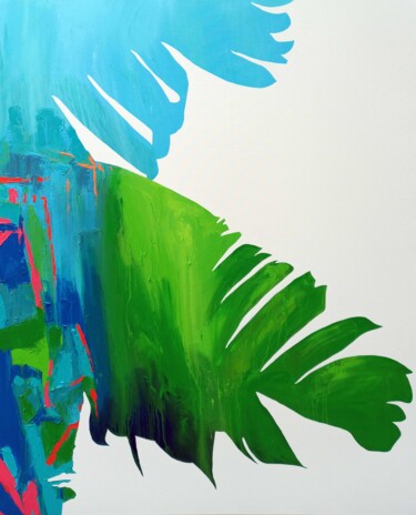 Schilderij getiteld "Tropical Banana Lea…" door Abhishek Kumar, Origineel Kunstwerk, Acryl