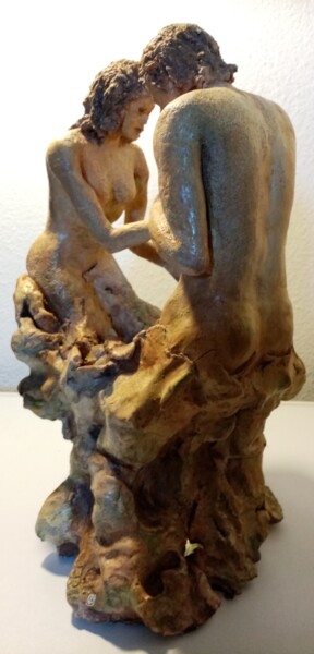 Sculpture titled "Ames jumelles" by Abi, Original Artwork, Clay