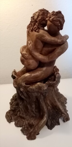 Sculpture titled "Le couple arbre" by Abi, Original Artwork, Clay
