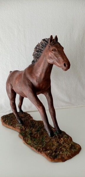 Skulptur mit dem Titel "cheval totem" von Abi, Original-Kunstwerk, Ton