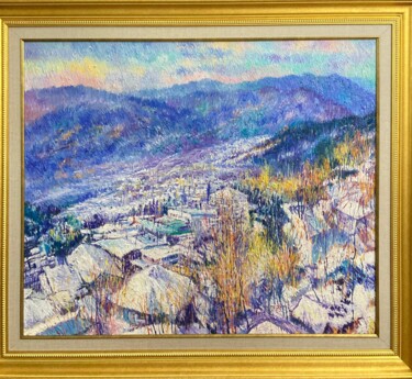 Malarstwo zatytułowany „Happy winter season” autorstwa Abid Khan, Oryginalna praca, Olej Zamontowany na Drewniana rama noszy