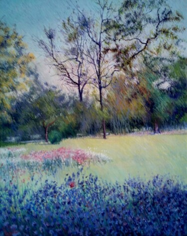 Painting titled "Purple season in my…" by Abid Khan, Original Artwork, Oil