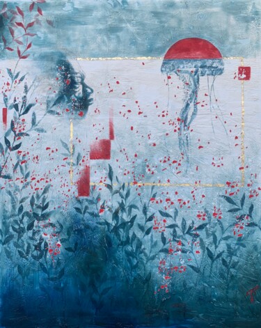 Malerei mit dem Titel "Le soupir des vagues" von Abigahël Dantzer, Original-Kunstwerk, Acryl