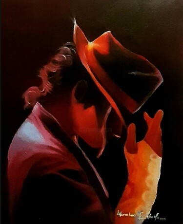 Schilderij getiteld "MJ" door Abiola Akinokun, Origineel Kunstwerk, Acryl