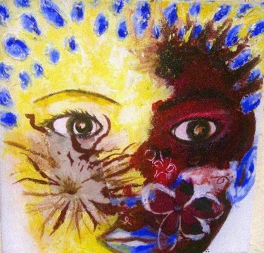 Peinture intitulée "Visage Fleur" par Abishag, Œuvre d'art originale