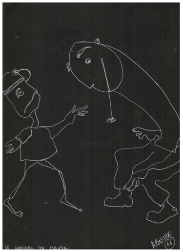 Dessin intitulée "La Leçon de Danse" par Abistre, Œuvre d'art originale, Marqueur