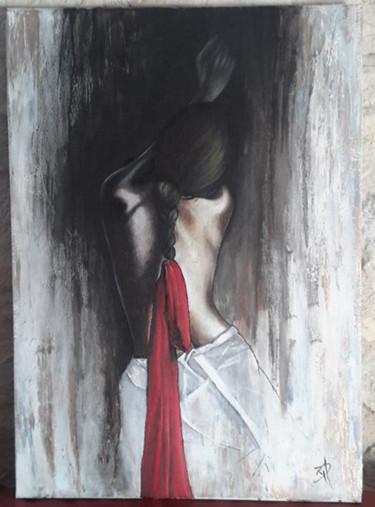 Malerei mit dem Titel "le ruban rouge" von Abitbol Georges, Original-Kunstwerk, Acryl