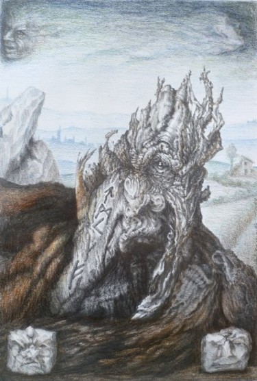 Drawing titled "Menhir 4" by Tim Seaward, Original Artwork, Other