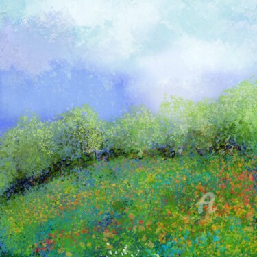 Pintura intitulada "The Top Hedge" por Abol Bahadori, Obras de arte originais, Pintura digital