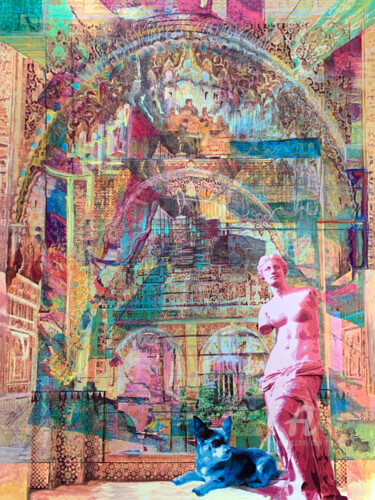 Obrazy i ryciny zatytułowany „Guarding Temple of…” autorstwa Abol Bahadori, Oryginalna praca, Akryl