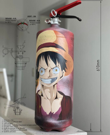 Design intitulée "Luffy on fire" par Aboudou Tawfiq Tchagbele (Taw), Œuvre d'art originale, Acrylique