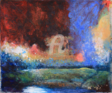 Peinture intitulée "paysage-imaginaire.…" par A Bourg Art, Œuvre d'art originale, Huile