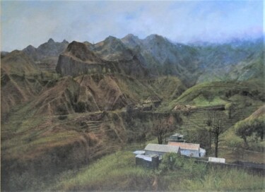 Painting titled "Paisagem Ilha de Sa…" by Abraham Levy Lima, Original Artwork, Oil Mounted on Wood Stretcher frame